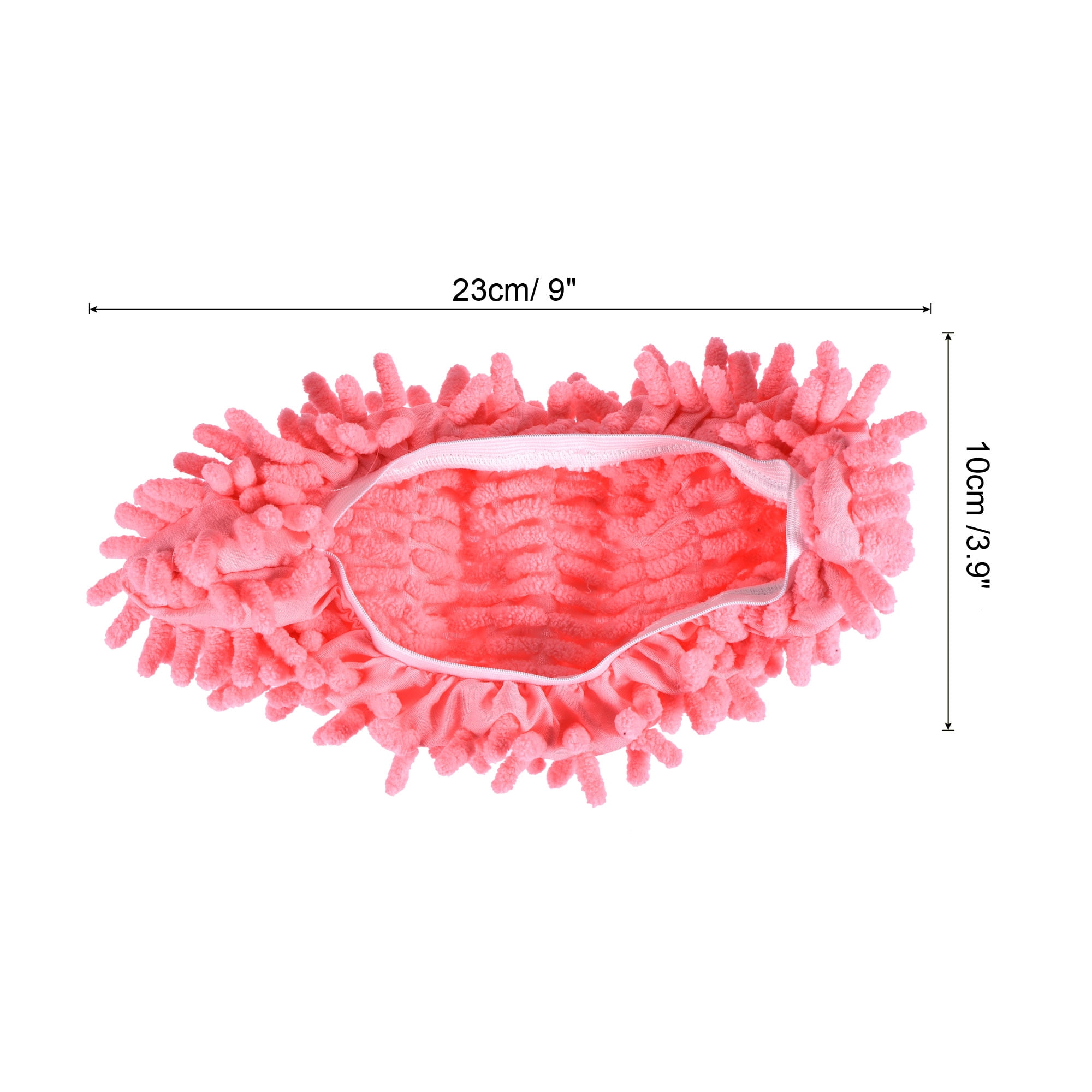 Unique Bargains Washable Multifunctional Chenille Mop Shoe Cover Pink