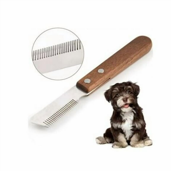 Beilin Right Handed Trimmer Knife Professional Dog Stripping Knife with Ergonomic Wooden Handle