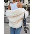 thumbnail image 6 of Female Faux Fur Coat Cropped Lapel Fur Jacket Long Sleeve Open Front Parka Outerwear Apricot S, 6 of 7