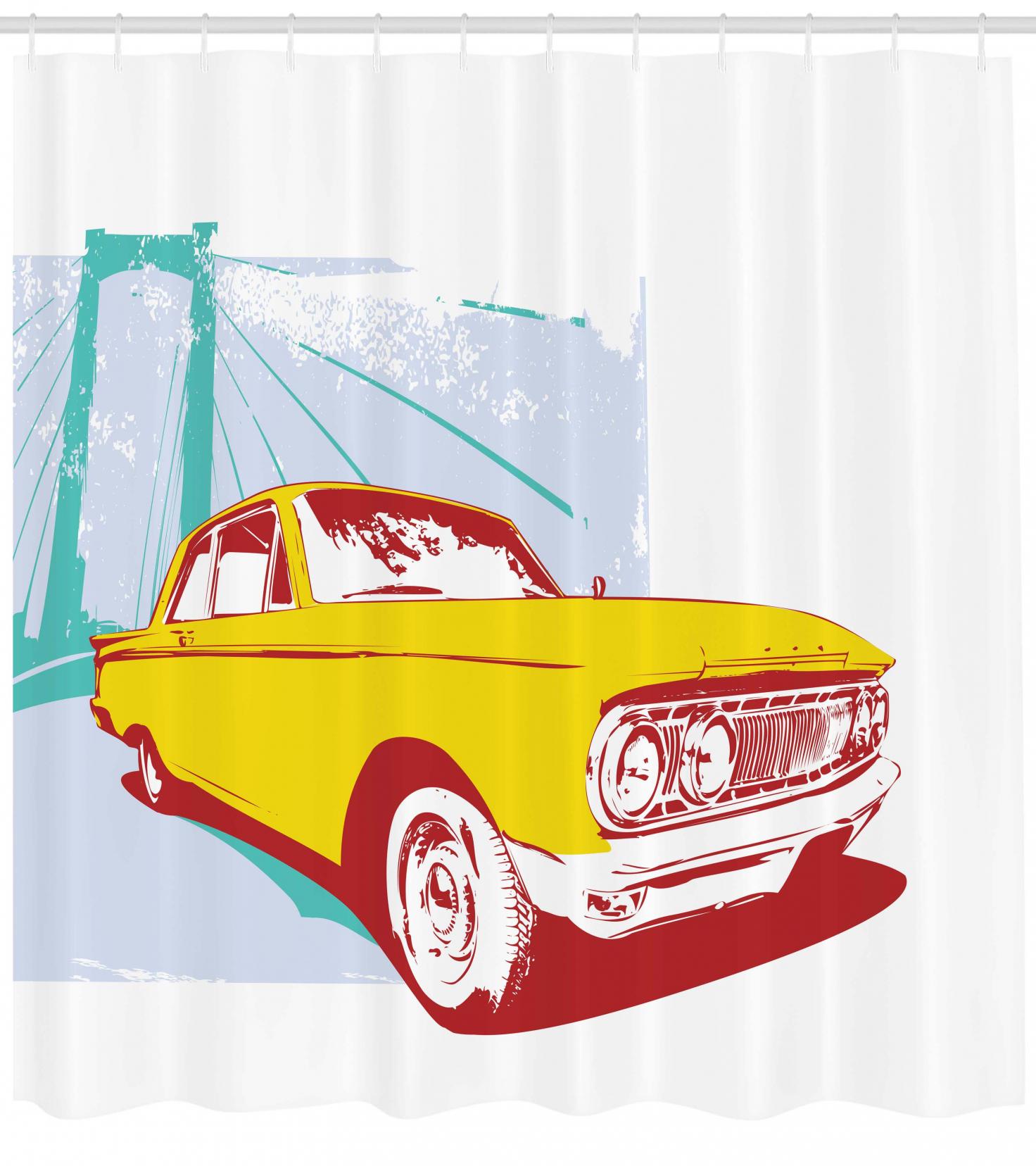Vintage Car Shower Curtain, Artwork with Old Vintage Custom Collector's