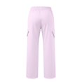 thumbnail image 5 of Women's Cargo Pants, Wide Leg Pants with Elastic Waist, Drawstring & Pockets, Outdoor Hiking Athletic Gym Wear | VerBelle,Pink 2XL, 5 of 6