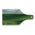thumbnail image 1 of Landscape Cutting Board, Hills in the Rays of Evening Sun Agricultural Landscape Cloudy Sky Rainy Day Nature, Tempered Glass Cutting and Serving Board, Wine Bottle Shape, Green, by Ambesonne, 1 of 1