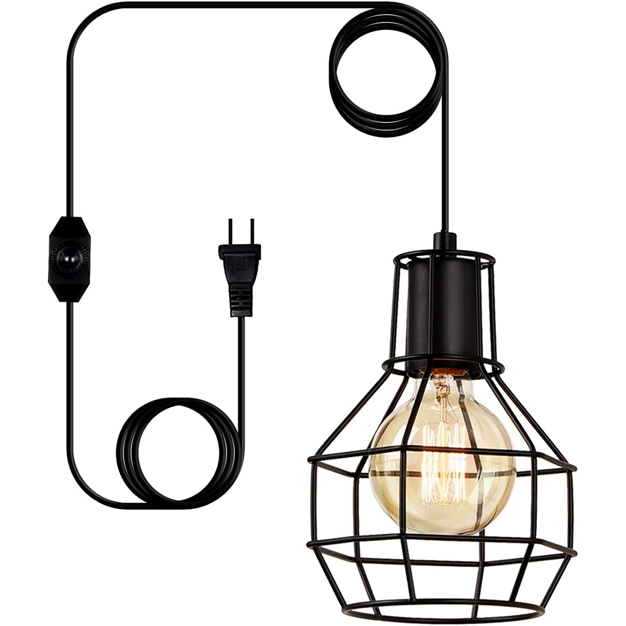 Dimmable Pendant Lights with Plug in Cord and ON/Off Dimmer Switch Industrial Black Hanging Light Fixture Vintage Wire Cage Lighting for Kitchen Dining Room, LG9284881 | Walmart Canada Dimmable Pendant Lights with Plug in Cord and ON/Off Dimmer Switch Industrial Black Hanging Light Fixture Vintage Wire Cage Lighting for Kitchen Dining Room, LG9284881 | Walmart Canada
