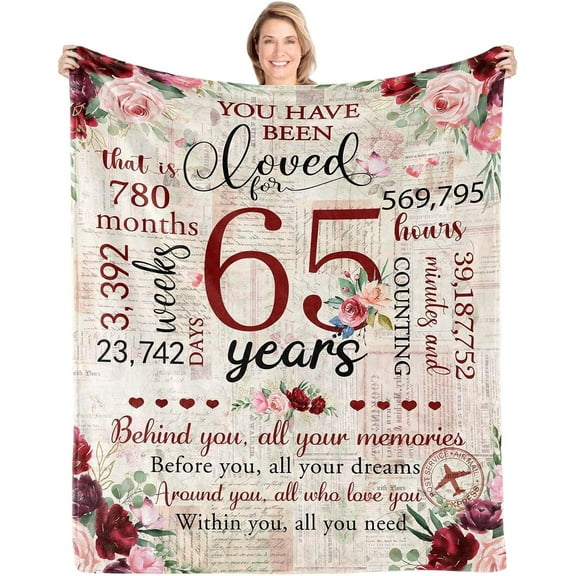 65th Birthday Gifts for Women Blanket,65th Birthday Decorations,65 Year Old Birthday Gifts for Women,1958 Birthday Gifts for Women Her Mother Sister Wife Friends Throw Blanket 60"x50"