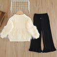 thumbnail image 4 of Coerni Toddler Baby Girls Knit Flared Pants Set Cute Ribbed Fleece Round Neck Tops Flare Wide Leg Pant Outfits Winter Casual, 4 of 9