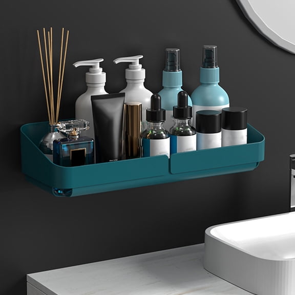 ETEREAUTY 2-Pack Plastic Wall Storage Holders with Floating Shelf Design, Space-Saving and Drainage Features for Bathroom or Kitchen
