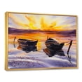 thumbnail image 3 of Designart 'Two Small Boats Parking On The Shore and Sunset' Lake House Framed Canvas Wall Art Print, 3 of 5