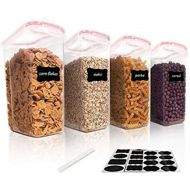 Professional Storage Containers, Transparent & Stackable, Airtight Food Storage Containers with Pour Spout for Cereal Snacks Coffee (Set of 6)