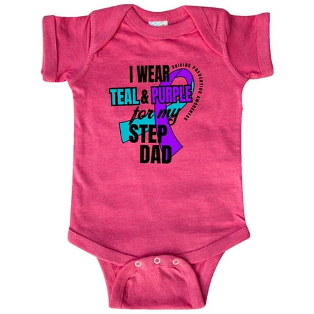 

Inktastic Suicide Prevention I Wear Teal and Purple for My Step Dad Gift Baby Boy or Baby Girl Bodysuit
