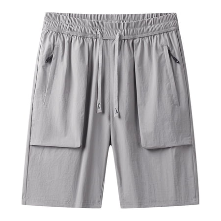 WMTBSRSW Men s Big and Tall Hiking Cargo Shorts L-5XL Quick Dry Lightweight Summer Travel Shorts with Zip Pockets High Waisted Drawstring Shorts for Camping Fishing Golf 5X-Large Gray