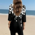 thumbnail image 4 of WTOBBY Women's Fashion Casual Retro Floral Print V-Neck Mid-Length Tunic Tops with Pockets, 3/4 Sleeve Blouses for Stylish and Comfortable Shirt Wear,White XL, 4 of 5