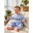 thumbnail image 5 of RUINIXCW Toddler Baby Boy Spring Fall Winter Outfits Infant Baby Boy Clothes Tractors Letter Embroidery Sweatshirt Top and Wide Legs Plaid Pants Set, 5 of 10