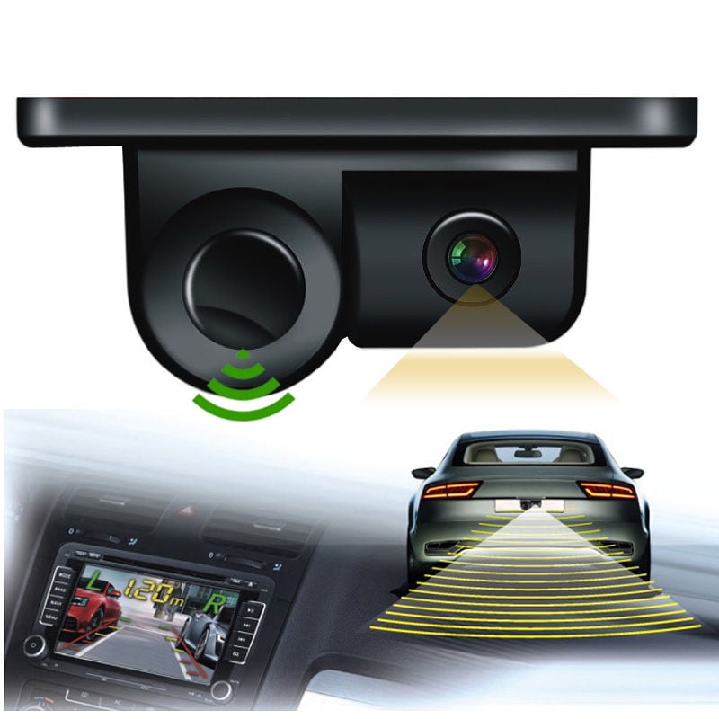 2 In 1 Camera with Parking Sensor Kit Autos Reversing Rearview Backup