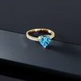 thumbnail image 4 of Gem Stone King 2.44 Ct Heart Shape Swiss Blue Topaz 18K Yellow Gold Plated Silver Ring, 4 of 5