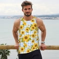 thumbnail image 6 of Goofa Blue White Plaid Sunflower Pattern Men's Workout Tank Top Slim-Fit Tank Quick Dry Fit Muscle Tank Top Beach Tank Top Bodybuilding Sleeveless T Shirt-Small, 6 of 7