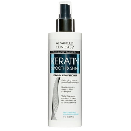 Advanced Clinicals Keratin Leave In Hair Detangler Treatment Spray. Leave In Conditioner For Tangled, Dry Hair. 8 fl oz.
