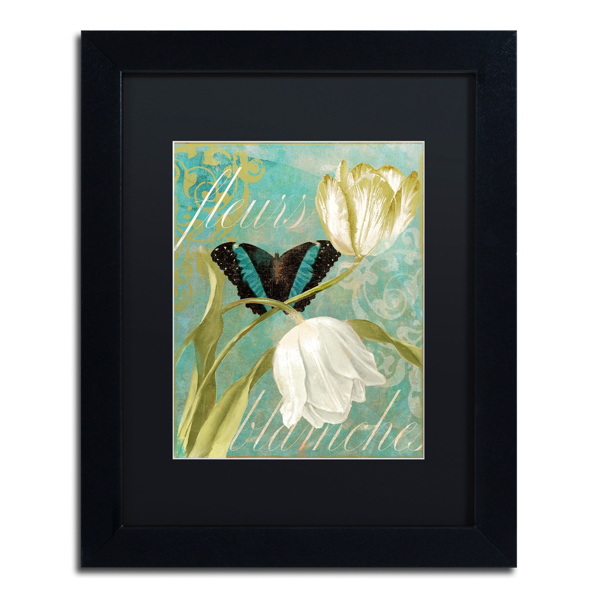 Trademark Fine Art "White Tulips" Canvas Art by Color Bakery, Black Matte, Black Frame