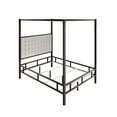 thumbnail image 4 of Home Design Ledbury Queen Panel Bed Frame with Sturdy Metal Canopy and Foam-Filled Headboard, Black, Easy Assembly, 4 of 5