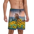 thumbnail image 2 of Wukai Horse Sunflowers Men’s Short Pajama Pants With Pockets Soft Sleep Pj Shorts for Men-X-Large, 2 of 6