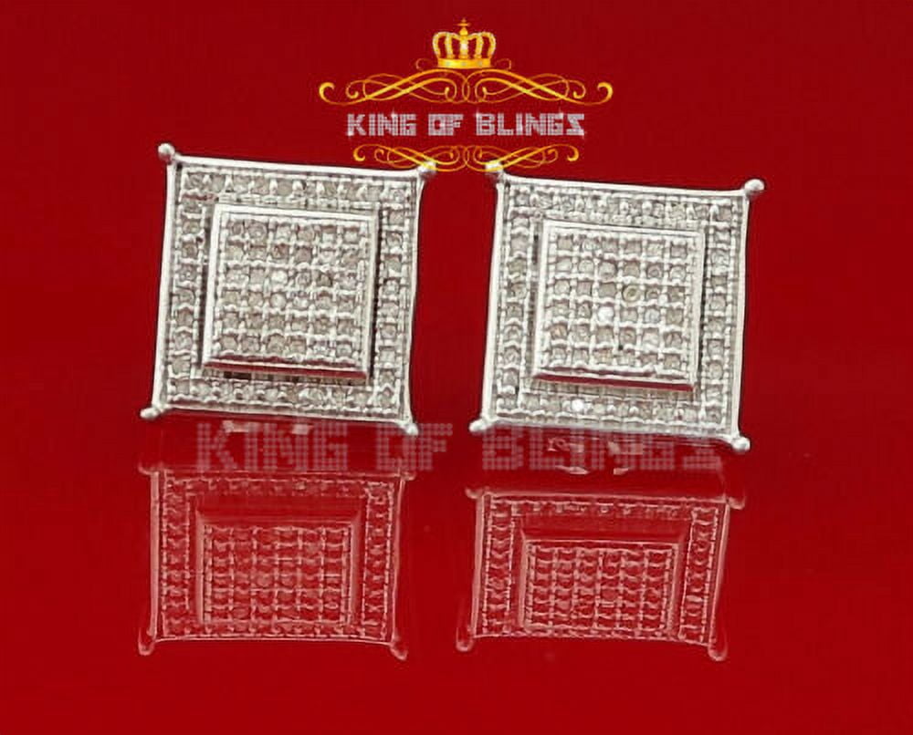 King of Bling's 0.36ct Diamond Stud Earrings For Women's White 925 Sterling Silver For Men's