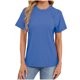 thumbnail image 1 of mfyjkho Tops Para Salir Para Mujer, Camiseta De Verano Para Mujer, Color Liso, Cuello Redondo, Rayas, Manga Corta, Con Abertura Hacia Afuera Tops Para Hacer Ejercicio Para Mujer L, 1 of 7