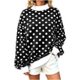 thumbnail image 3 of Tqcoqu Womens Mock Neck Sweatshirts Oversized Pullover Fall Outfits, Polka Dot Contrast Trim Long Sleeve Casual Loose Pullover Top, 3 of 10