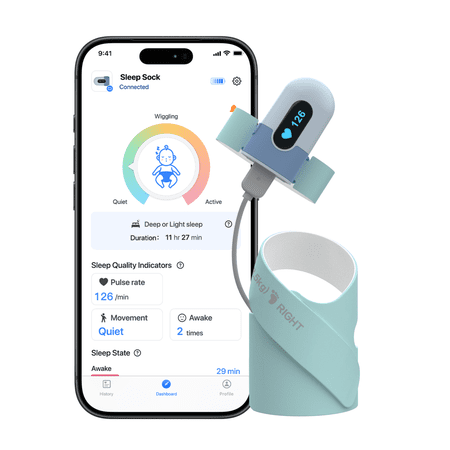 Vibeat Babytone S3 Baby Monitor , Creative Sock Shape Tracks Real-Time Movement, with Smart Reminder