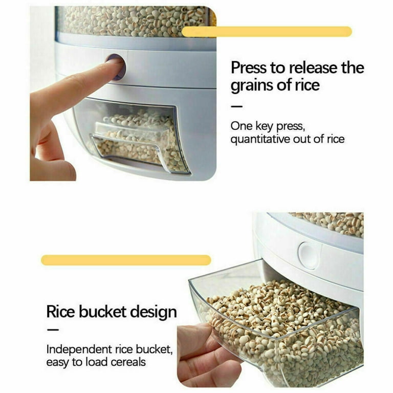 18 Pound Dry Food Dispenser with 6 Compartments – 360° Rotation Rice  Container – Pantry Storage Container – Cereal, Lentils & Grain Dispenser –  Pantry
