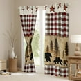 thumbnail image 3 of Feelyou Farmhouse Bear Print Curtains Pack of 2 (42x84 Each) for Teen, Vintage Red Buffalo Curtains Blackout, Hippie Texas Stars Bedroom Curtains, Living Room Curtains Decor, 3 of 6
