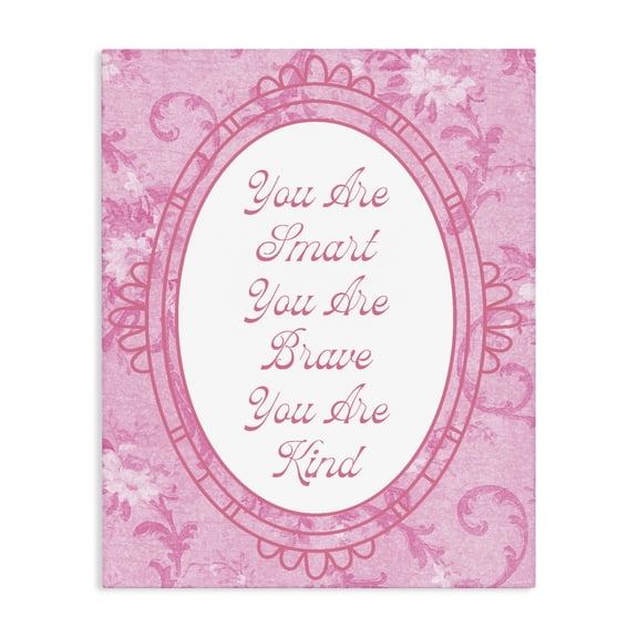 Stupell Industries Shabby Chic Smart Brave & Kind Ornate Pink Canvas Art, 16 x 20, by Lil' Rue