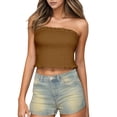 thumbnail image 3 of Xijirk Tank Tops Fashionable Removable Strap Ruffled Camisole Tube Top for Casual Wear Camisole Tops for Women,Yellow,One Size, 3 of 6