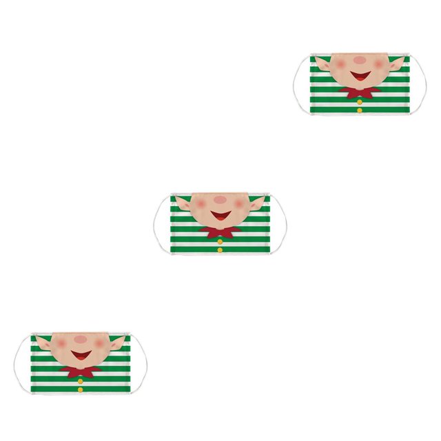 maskred Christmas Themed Dust Mask Breathable Polyester Printing Face Mask with Elastic Ear Rope Type 1 Pattern 2 3Set