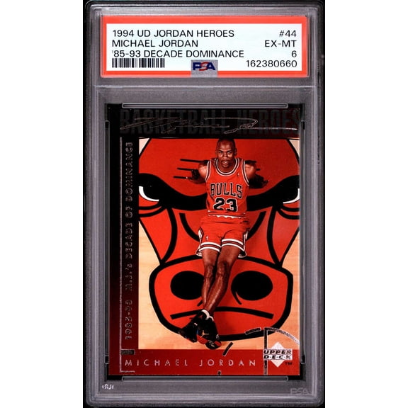 Collectible Graded 1994 Upper Deck Jordan Heroes Michael Jordan #44 '85 93 Decade Dominance PSA 6