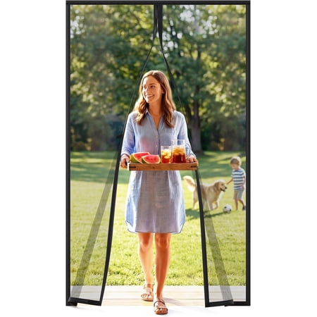 Screen Door Mesh with Super Fit Door Size 32" X 78", Mesh Size 34" X 79" Heavy Duty Door Net Screen for Front, , Single Doors