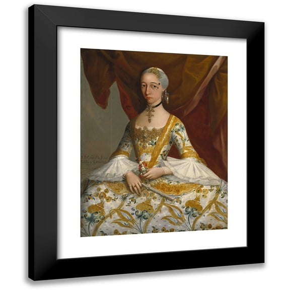 Miguel Cabrera 12x14 Black Modern Framed Museum Art Print Titled - Mrs. Maria De La Luz Padilla and (Gomez De) Cervantes