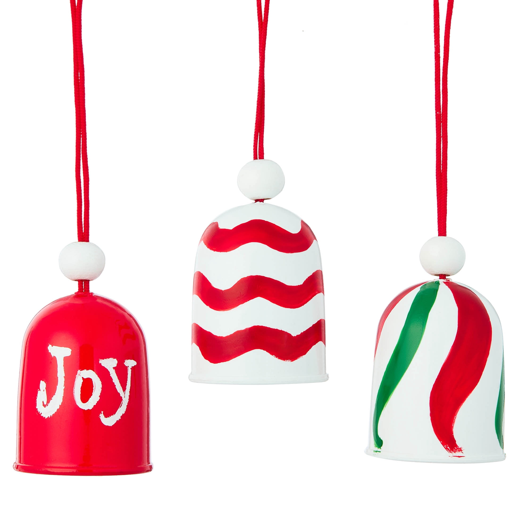 6-Count Red/White/Green Bell Mini Christmas Ornaments, 1.5", by Holiday Time