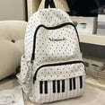 thumbnail image 4 of Yucurem Vintage Piano Keyboard Music Note Backpack for Women Men, Polka Dot Print Nylon School Bag for College Travel Daily Use (White), 4 of 7