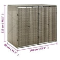 thumbnail image 2 of vidaXL Poly Rattan Double Wheelie Bin Shed Gray 55.1"x31.5"x46.1", 2 of 7
