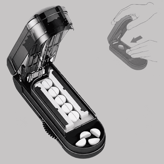 Pill Cutter Splitter For Small, Large & Tiny Pills, Portable Pill Splitter With Cleaning Brush & Centering Device