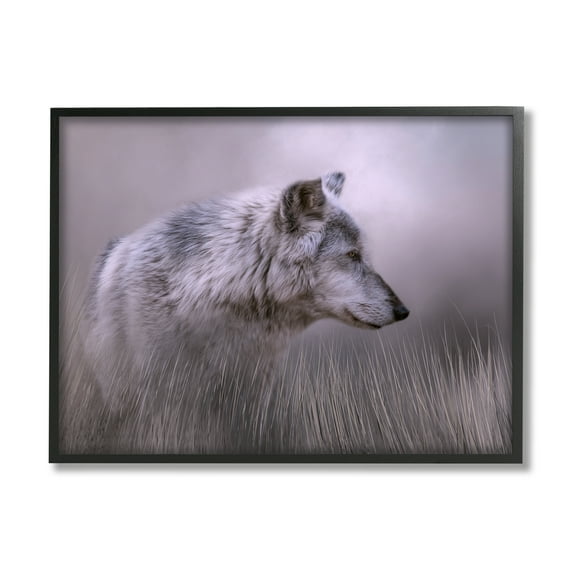 Stupell Grey Wolf Wildlife Photography Animals & Insects Photography Black Framed Art Print Wall Art
