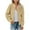 Khaki, variant on XUNKUSGA Women's Sherpa Fleece Jacket Zip Up Long Sleeve Outwear with Pockets Solid Color Fashion Comfy Fall Hoodless Coat Bomber S-2XL
