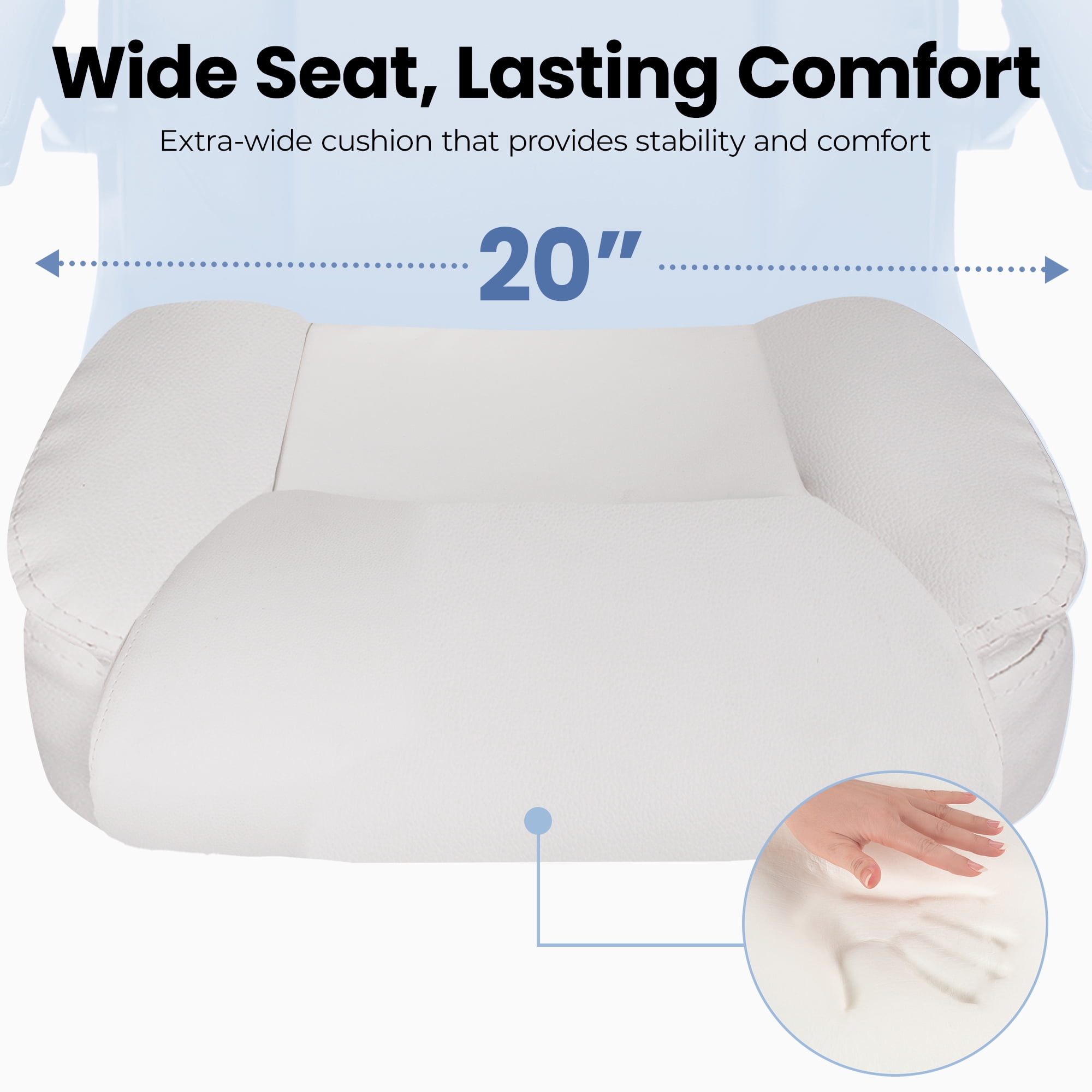 CELTOSS Leather Office Chair, Ergonomic White Executive Chair with Padded Flip-Up Armrests, Mid-Back PU Computer Desk Chair, White