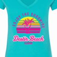 thumbnail image 4 of Inktastic Summer Enjoy the Sunshine Destin Beach Florida in Pink Women's V-Neck T-Shirt, 4 of 5