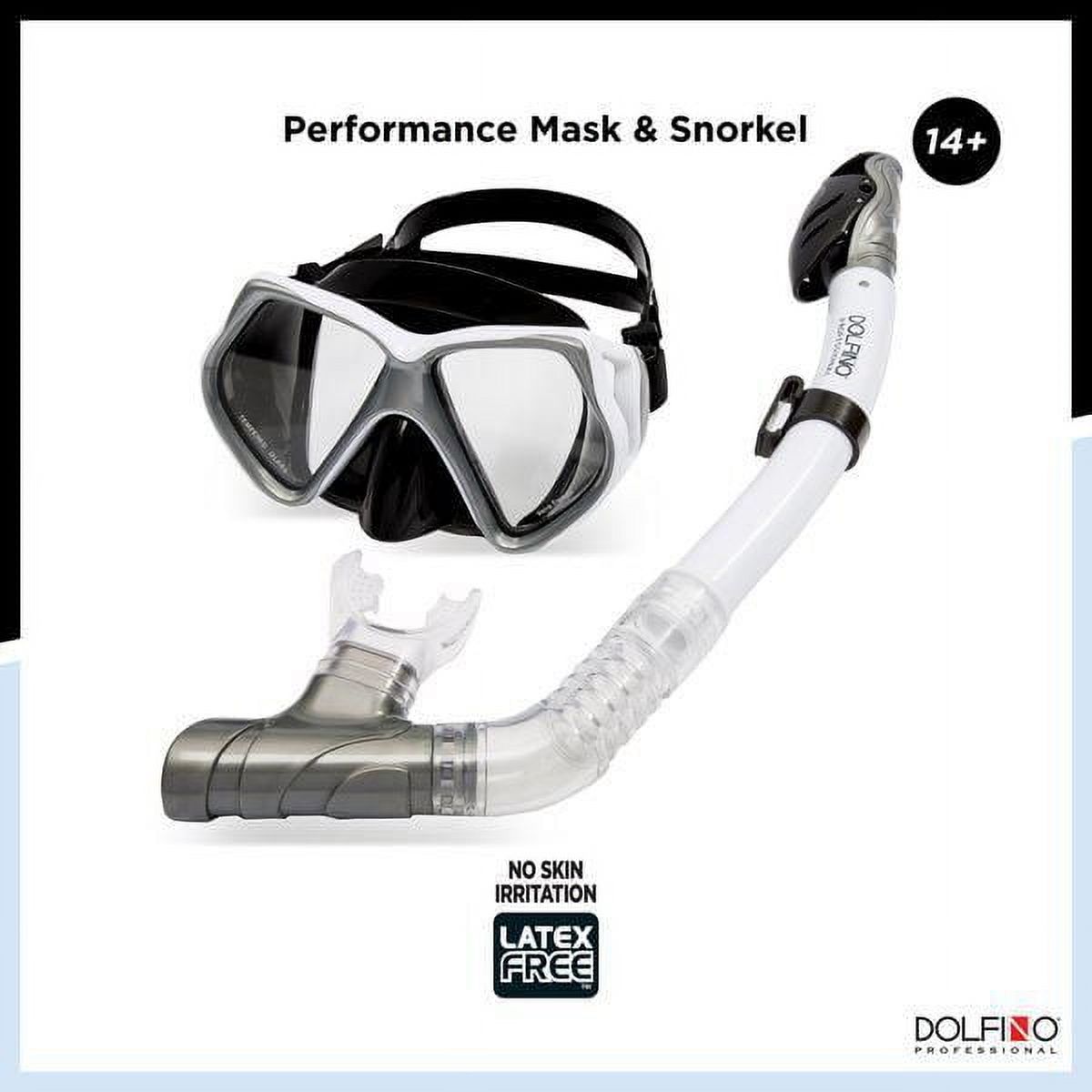 Dolfino Pro Gemini Adult Mask and Snorkel Combo - Silver