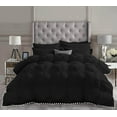 thumbnail image 2 of D.N.G. BEDDINGS Luxurious 1 Piece Pom Pom Pinch Pleated Comforter, 800 Thread Count, 100% Egyptian Cotton, White Vintage Pom-Pom Fringe (Full/Queen Size Solid Black Color), 2 of 5