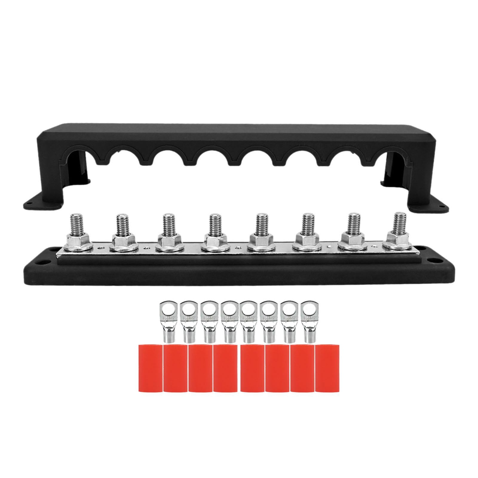 funtasica Power Distribution Block Bus Bar Terminal Block Part Replacement Upgrade Design 12-48V Battery Busbar 300A for Cars Boat Black