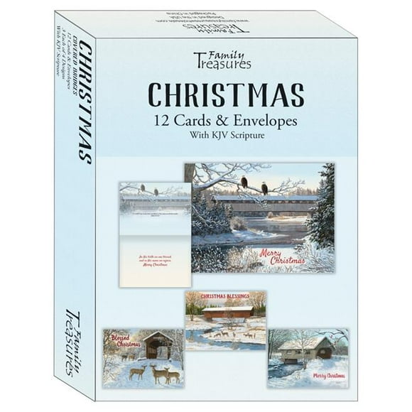 Family Treasures Wholesale 22498X Covered Bridges Christmas Boxed Card, Box of 12