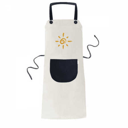 

Hand Painting Yellow Sun Sunshine Apron Adjustable Bib Cotton Linen BBQ Kitchen Pocket Pinafore