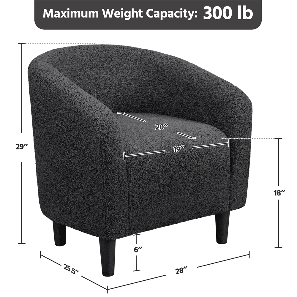 Renwick Upholstered Barrel Accent Chair, Dark Gray