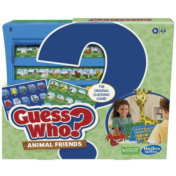 Hasbro Gaming Guess Who? Animal Friends Game, Includes 2 Double-Sided Animal Sheets, 2-Player Board Games for Kids, Ages 6 (Exclusive)
